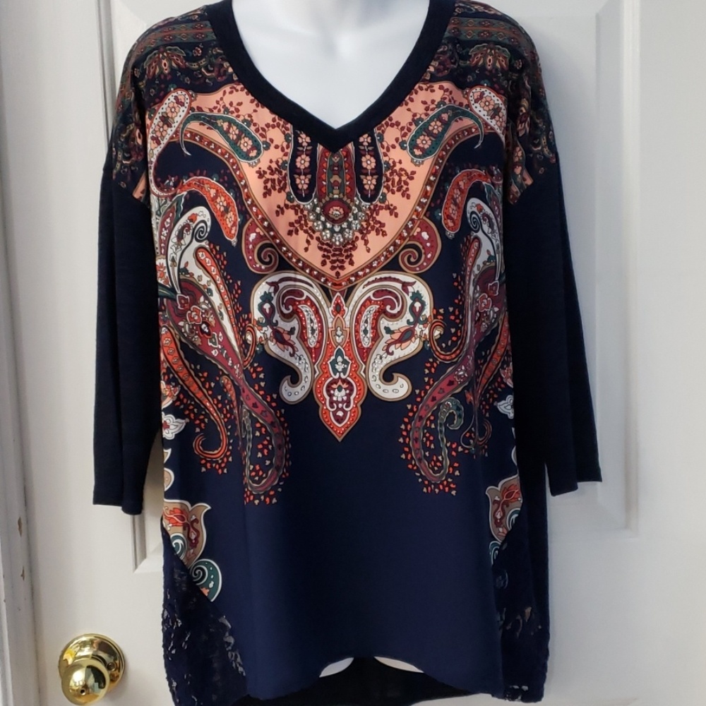 BLEU Mixed Media Top